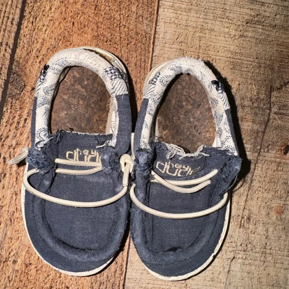 Hey Dude Toddler Blue Shoes Wally linen navy